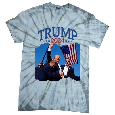 Trump Short Fist Pumped 2024 Pray For Trump NeverS Give Up Tie-Dye T-Shirt