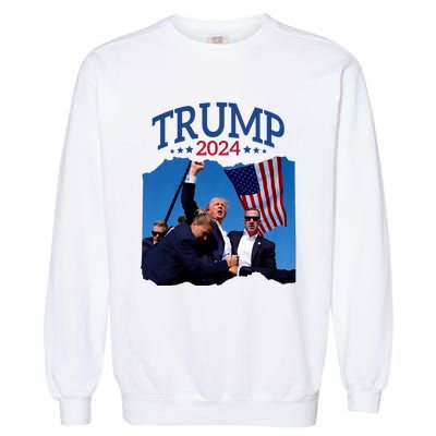 Trump Short Fist Pumped 2024 Pray For Trump NeverS Give Up Garment-Dyed Sweatshirt