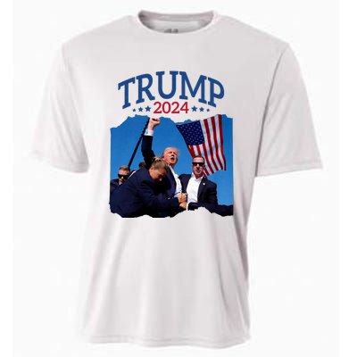 Trump Short Fist Pumped 2024 Pray For Trump NeverS Give Up Cooling Performance Crew T-Shirt