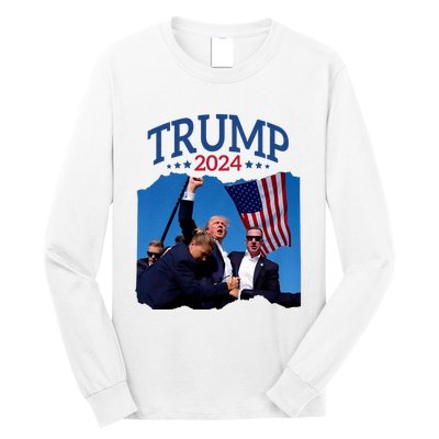 Trump Short Fist Pumped 2024 Pray For Trump NeverS Give Up Long Sleeve Shirt