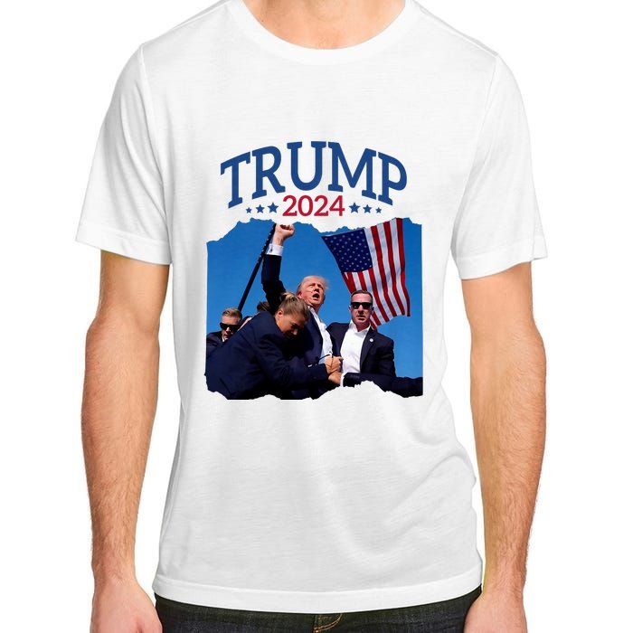 Trump Short Fist Pumped 2024 Pray For Trump NeverS Give Up Adult ChromaSoft Performance T-Shirt