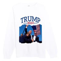 Trump Short Fist Pumped 2024 Pray For Trump NeverS Give Up Premium Crewneck Sweatshirt