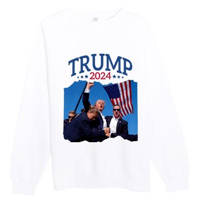 Trump Short Fist Pumped 2024 Pray For Trump NeverS Give Up Premium Crewneck Sweatshirt