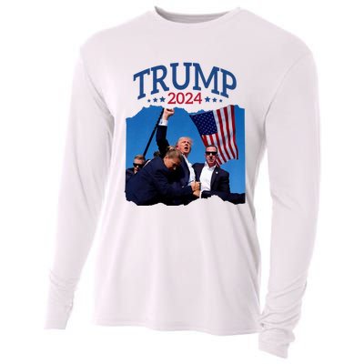 Trump Short Fist Pumped 2024 Pray For Trump NeverS Give Up Cooling Performance Long Sleeve Crew