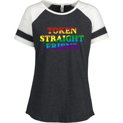 Token Straight Friend Rainbow Colors Enza Ladies Jersey Colorblock Tee