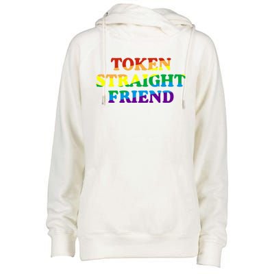 Token Straight Friend Rainbow Colors Womens Funnel Neck Pullover Hood