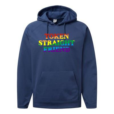 Token Straight Friend Rainbow Colors Performance Fleece Hoodie