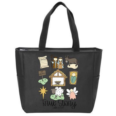 True Story Faith Christmas Jesus Nativity Story Holly Night Zip Tote Bag