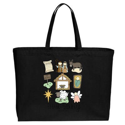 True Story Faith Christmas Jesus Nativity Story Holly Night Cotton Canvas Jumbo Tote