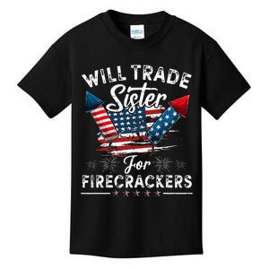 Trade Sister For Firecrackers Funny 4th Of July Kids T-Shirt