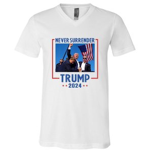 Trump Speech Fist In The Air Pennsylvania Trump 2024 Gift V-Neck T-Shirt