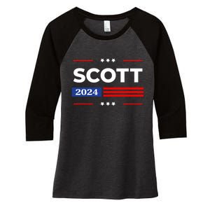 Tim Scott 2024 For President Women's Tri-Blend 3/4-Sleeve Raglan Shirt