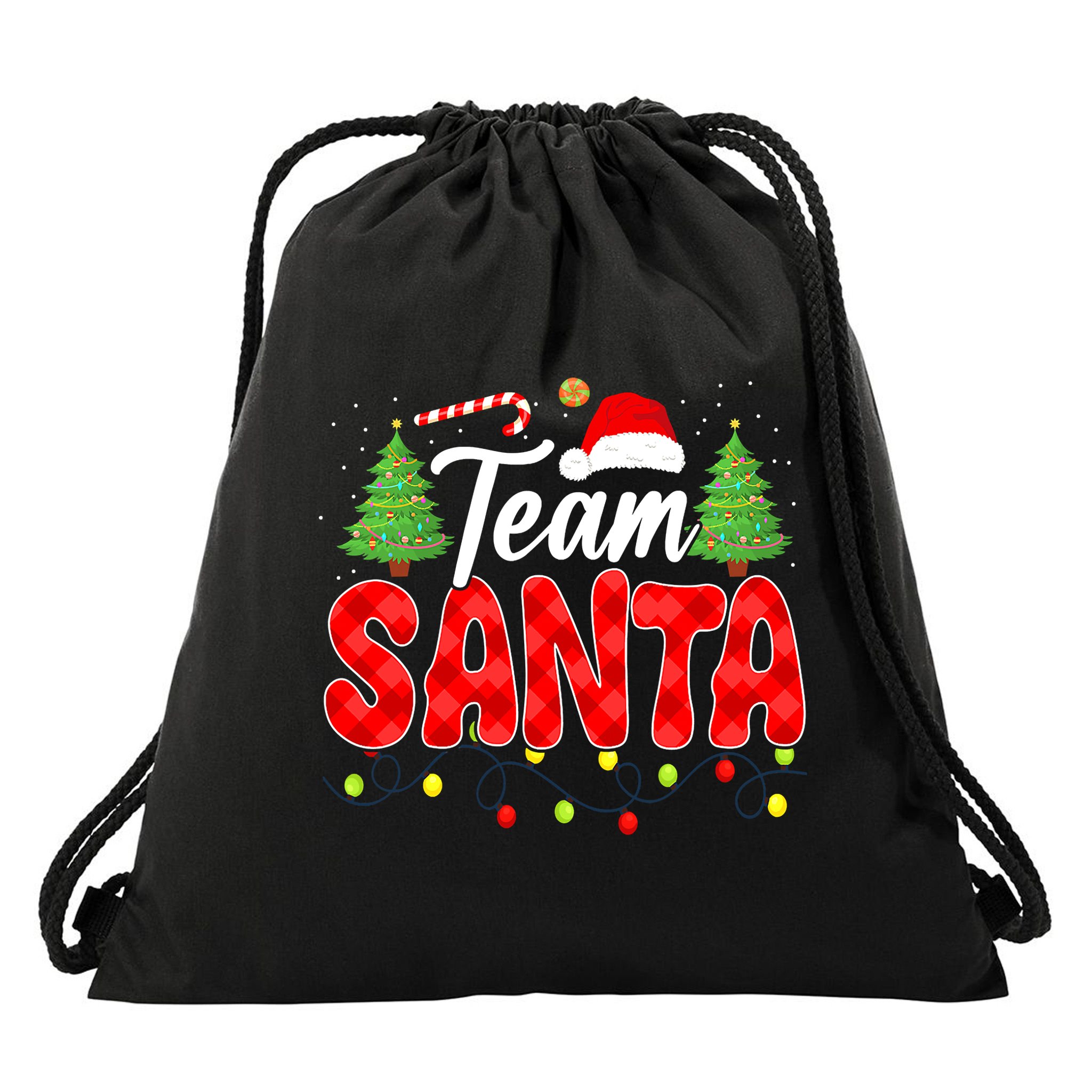 Team Santa Family Group Matching Christmas Pajama Party Drawstring Bag