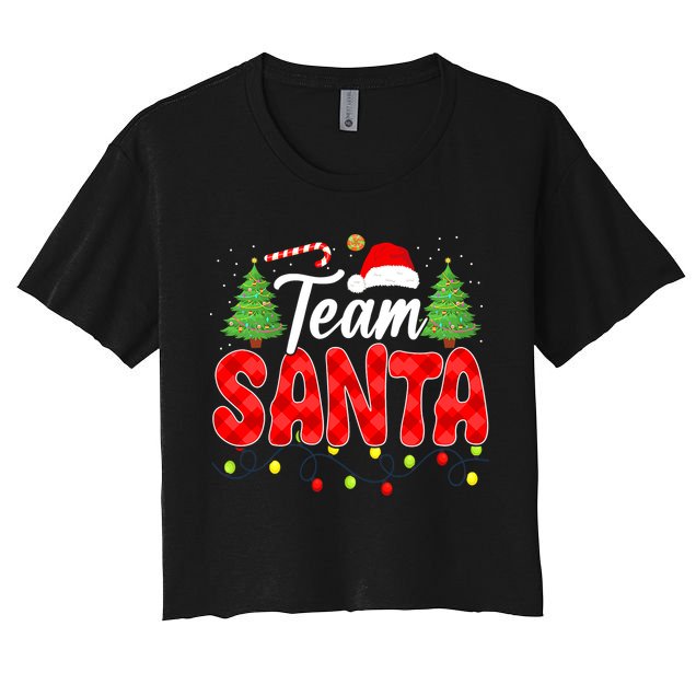 Team Santa Family Group Matching Christmas Pajama Party Women's Crop Top Tee