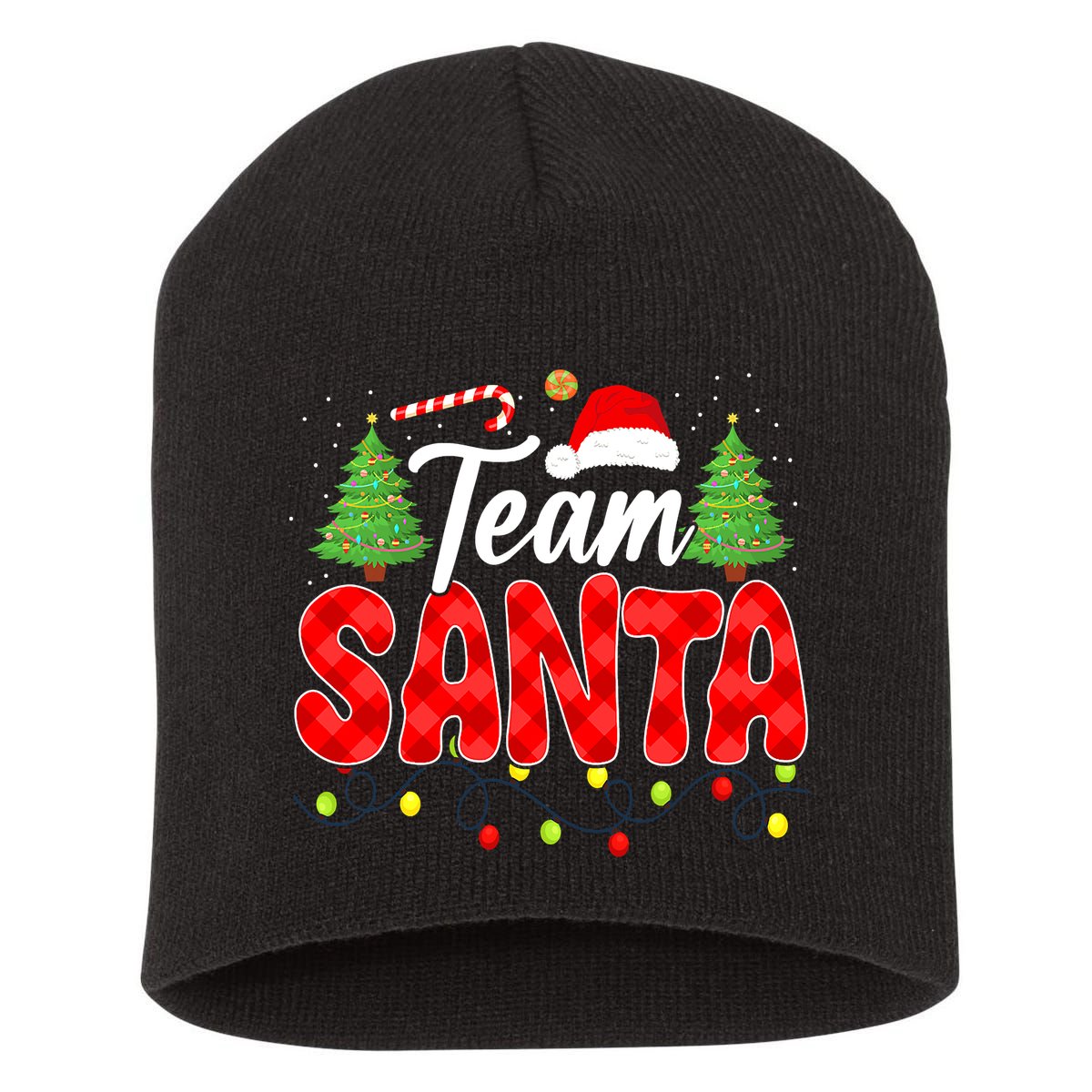 Team Santa Family Group Matching Christmas Pajama Party Short Acrylic Beanie