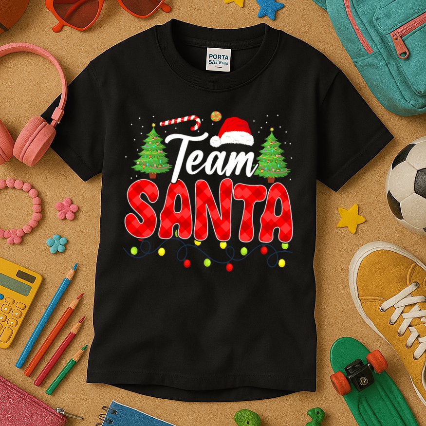 Team Santa Family Group Matching Christmas Pajama Party Kids T-Shirt