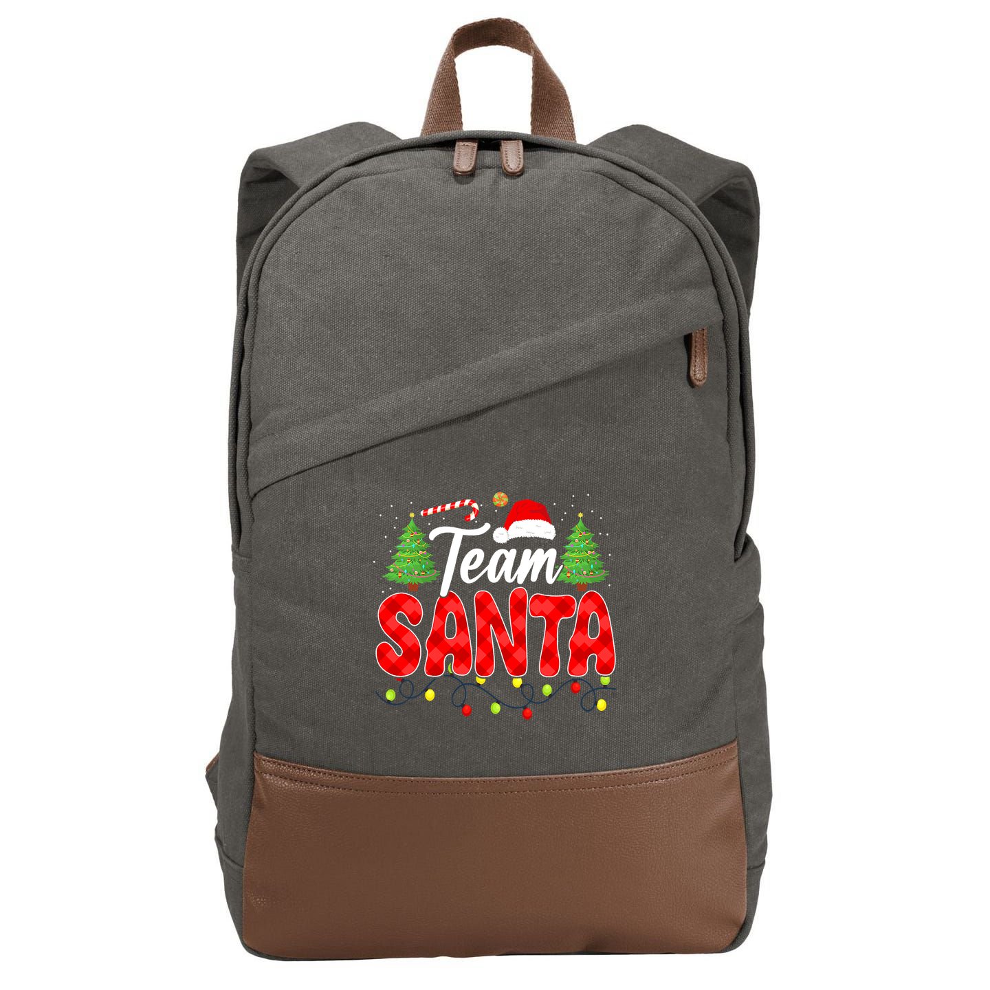 Team Santa Family Group Matching Christmas Pajama Party Cotton Canvas Backpack