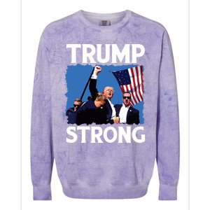 Trump Strong Fist Hand Us Vote Trump 2024 Survives Rally Colorblast Crewneck Sweatshirt