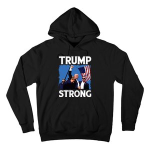 Trump Strong Fist Hand Us Vote Trump 2024 Survives Rally Hoodie