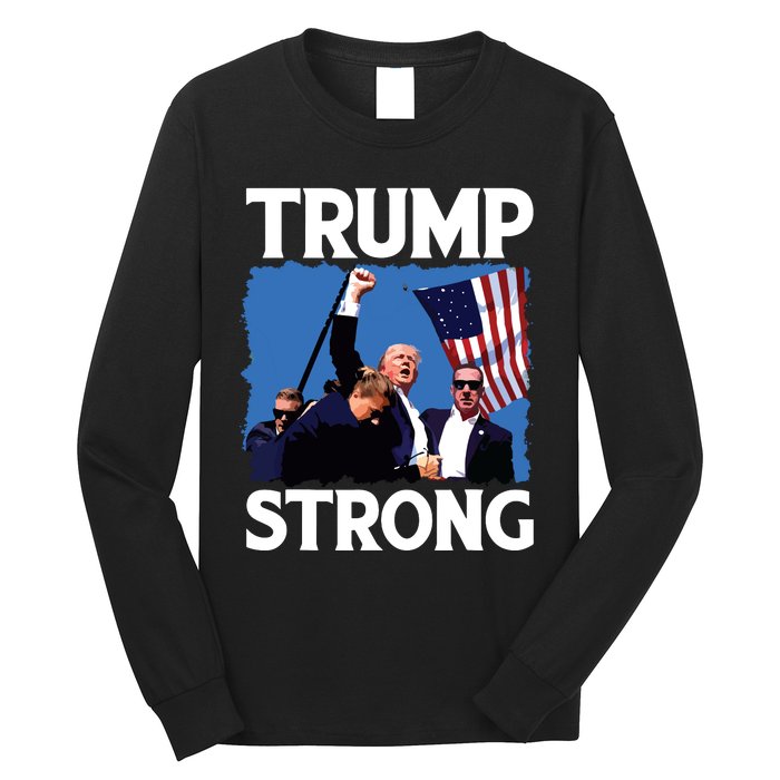 Trump Strong Fist Hand Us Vote Trump 2024 Survives Rally Long Sleeve Shirt