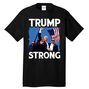 Trump Strong Fist Hand Us Vote Trump 2024 Survives Rally Tall T-Shirt