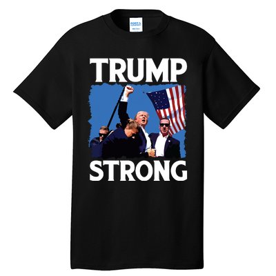 Trump Strong Fist Hand Us Vote Trump 2024 Survives Rally Tall T-Shirt