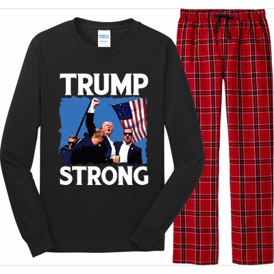 Trump Strong Fist Hand Us Vote Trump 2024 Survives Rally Long Sleeve Pajama Set