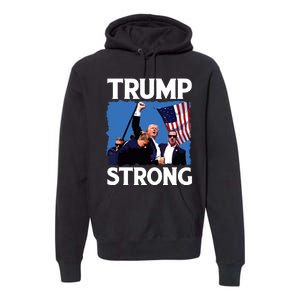 Trump Strong Fist Hand Us Vote Trump 2024 Survives Rally Premium Hoodie