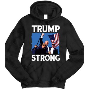 Trump Strong Fist Hand Us Vote Trump 2024 Survives Rally Tie Dye Hoodie