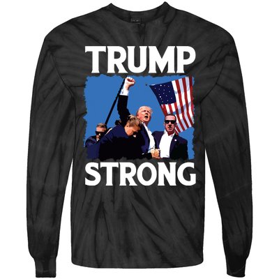 Trump Strong Fist Hand Us Vote Trump 2024 Survives Rally Tie-Dye Long Sleeve Shirt