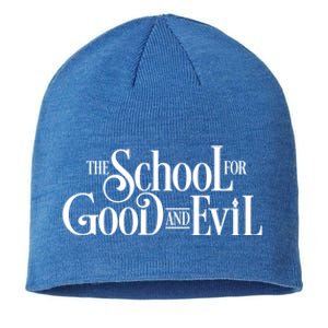 The School For Good And Evil White And Black Text Logo Cool Gift Sustainable Beanie