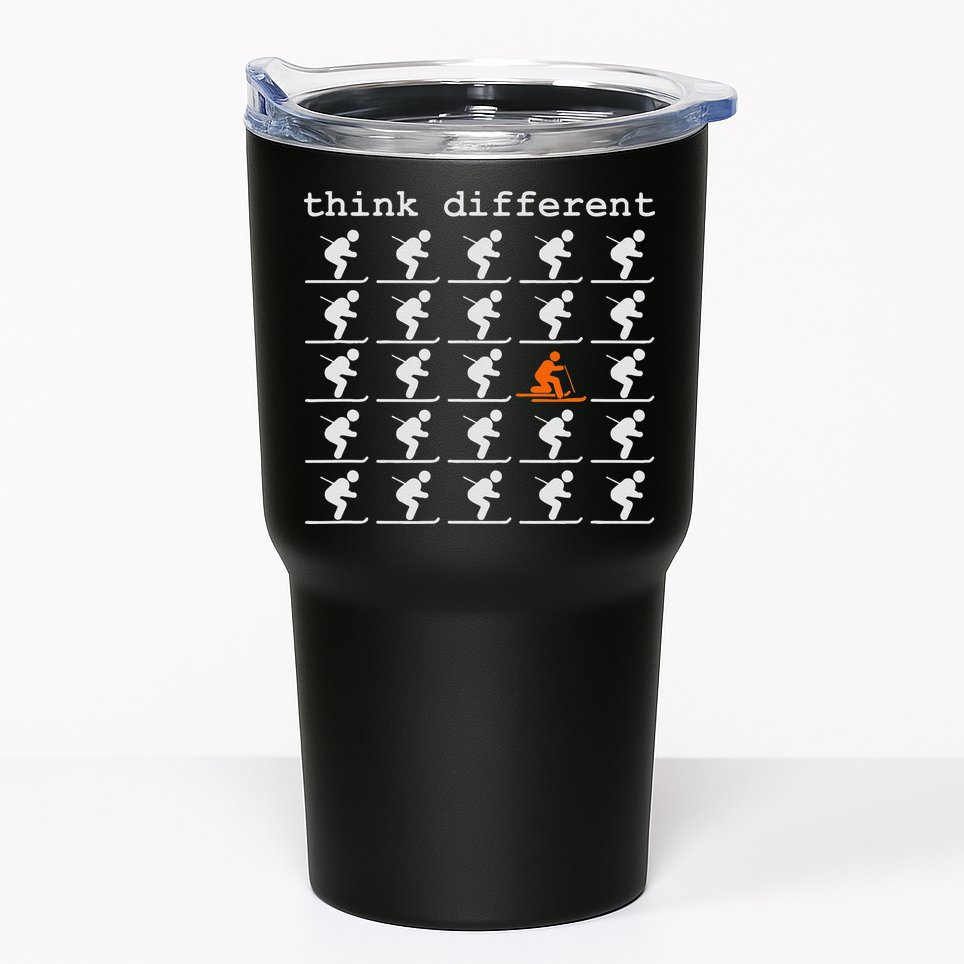 Telemark Skiing Free your Heel Think Different Ski Tumbler