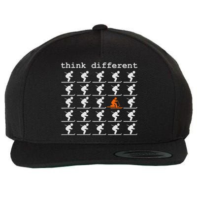 Telemark Skiing Free your Heel Think Different Ski Wool Snapback Cap