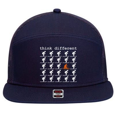 Telemark Skiing Free your Heel Think Different Ski 7 Panel Mesh Trucker Snapback Hat
