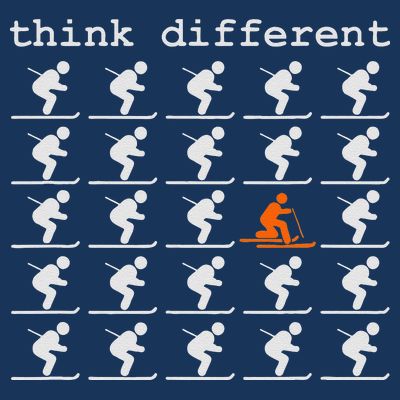 Telemark Skiing Free your Heel Think Different Ski T-Shirt