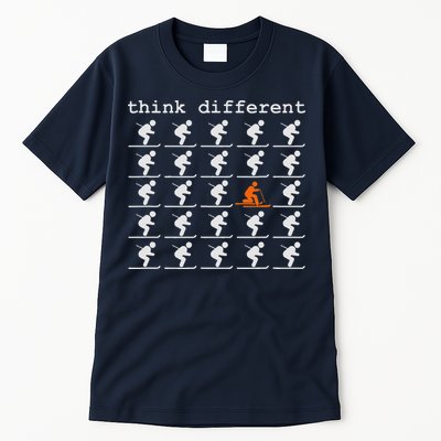Telemark Skiing Free your Heel Think Different Ski Tall T-Shirt