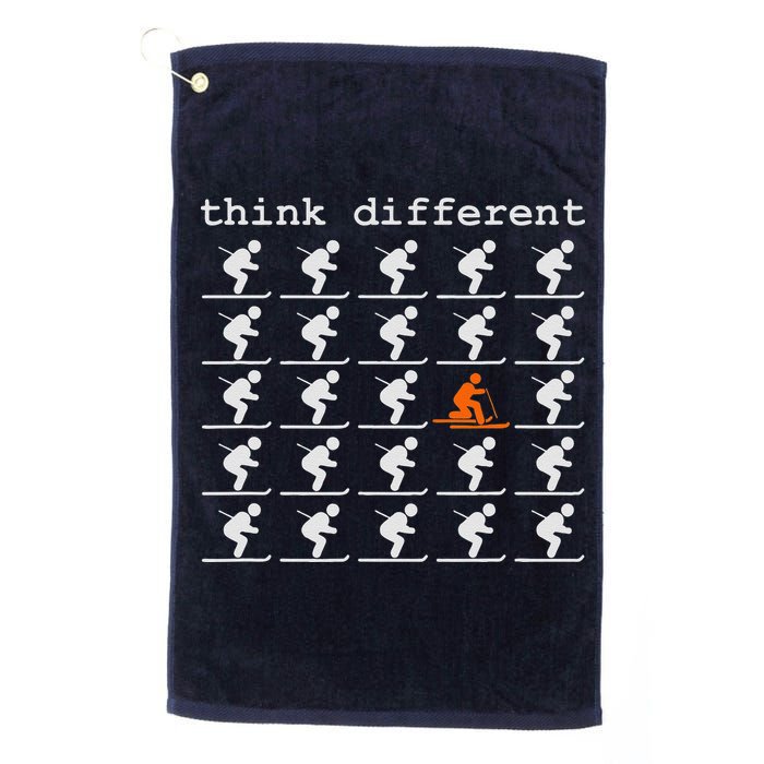 Telemark Skiing Free your Heel Think Different Ski Golf Towel