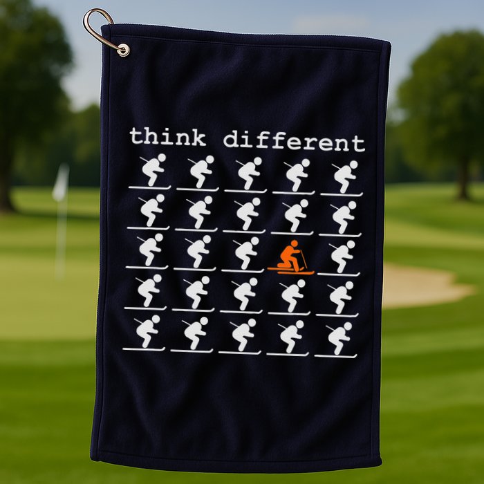 Telemark Skiing Free your Heel Think Different Ski Golf Towel