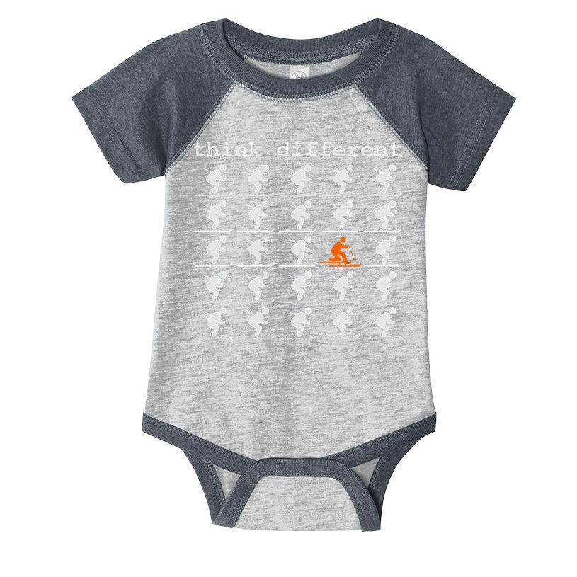 Telemark Skiing Free your Heel Think Different Ski Infant Baby Jersey Bodysuit
