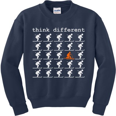 Telemark Skiing Free your Heel Think Different Ski Kids Sweatshirt