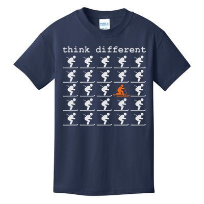 Telemark Skiing Free your Heel Think Different Ski Kids T-Shirt