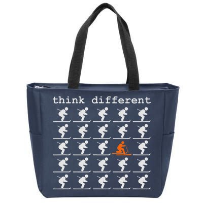 Telemark Skiing Free your Heel Think Different Ski Zip Tote Bag