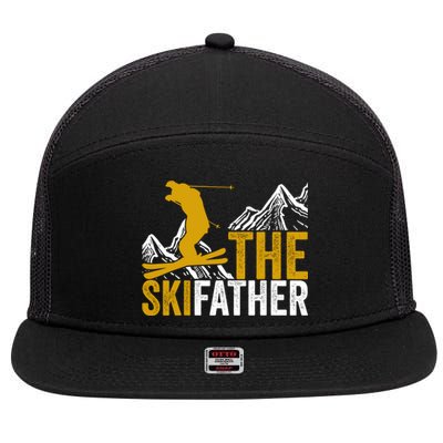 The Ski Father Cool Dad Skiing Adventure Slope Style Design Funny Gift 7 Panel Mesh Trucker Snapback Hat