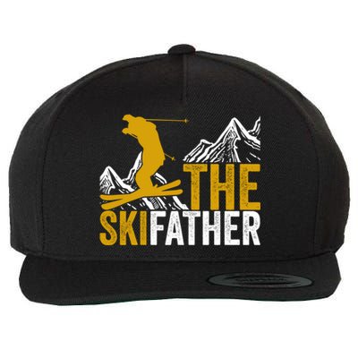 The Ski Father Cool Dad Skiing Adventure Slope Style Design Funny Gift Wool Snapback Cap