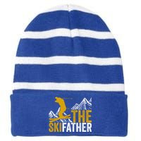 The Ski Father Cool Dad Skiing Adventure Slope Style Design Funny Gift Striped Beanie with Solid Band