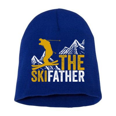 The Ski Father Cool Dad Skiing Adventure Slope Style Design Funny Gift Short Acrylic Beanie