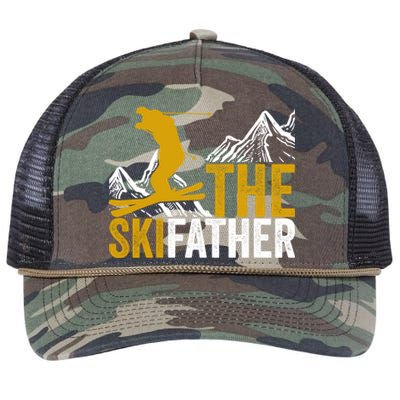 The Ski Father Cool Dad Skiing Adventure Slope Style Design Funny Gift Retro Rope Trucker Hat Cap