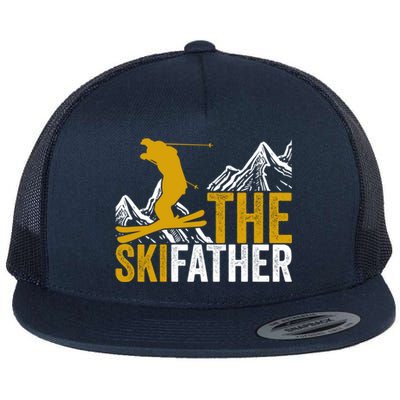 The Ski Father Cool Dad Skiing Adventure Slope Style Design Funny Gift Flat Bill Trucker Hat