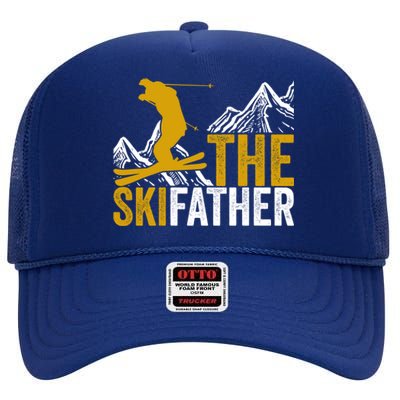 The Ski Father Cool Dad Skiing Adventure Slope Style Design Funny Gift High Crown Mesh Back Trucker Hat