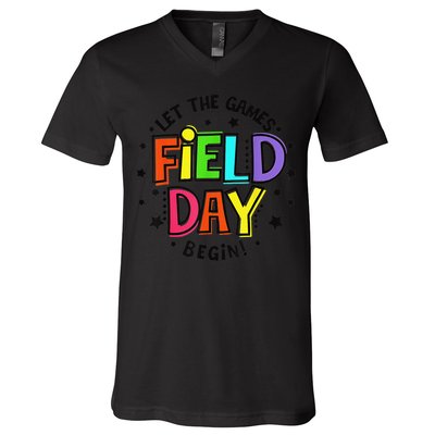 Teacher Student Field Day Let The Games Begin Field Day V-Neck T-Shirt